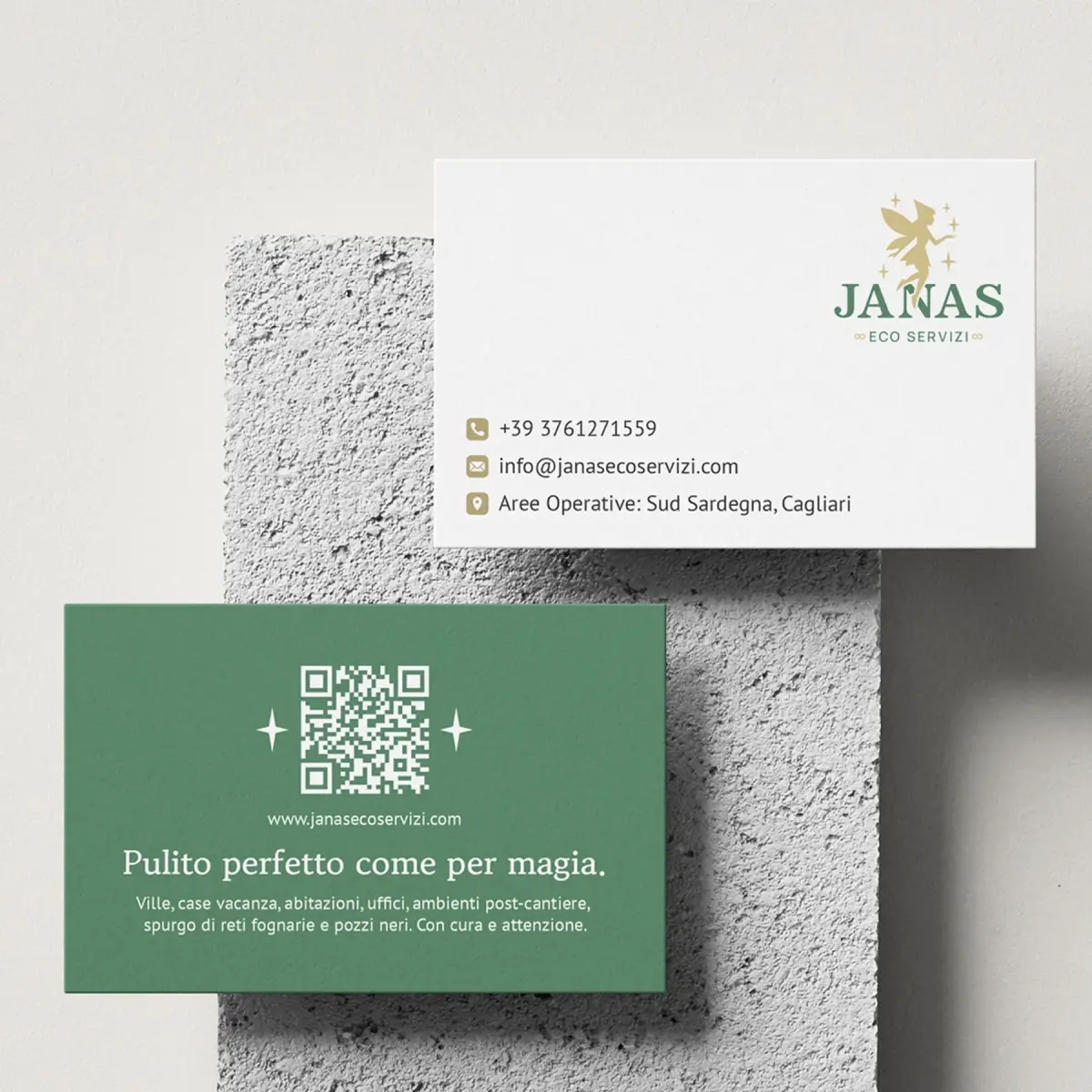 Janas Eco Servizi: website and brand detail from the build