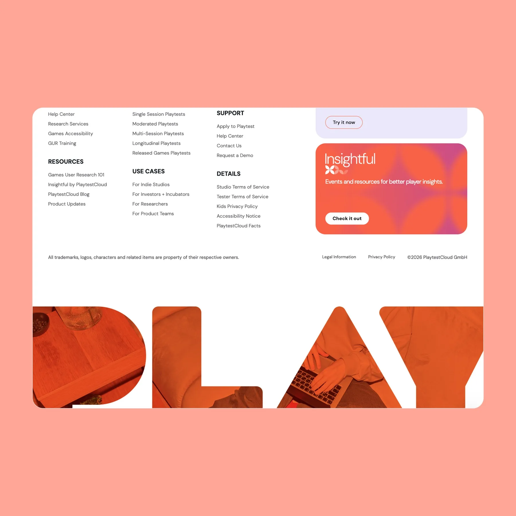 PlaytestCloud: website and brand detail from the build